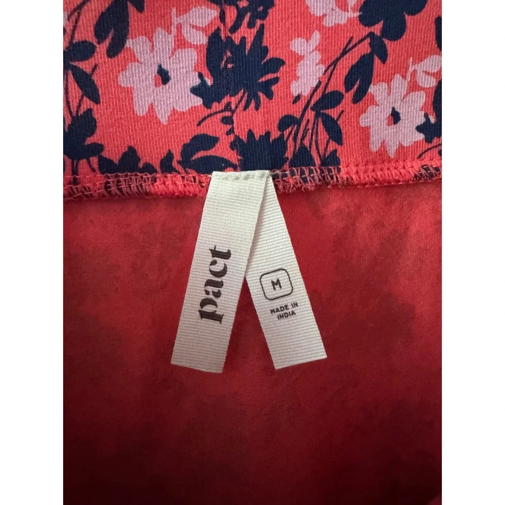 Pact Skirt Women Size Medium Pink Floral Organic Cotton Stretch Midi A-Line - Picture 4 of 6